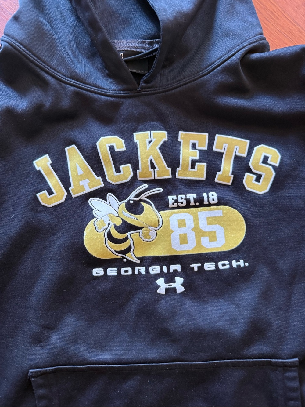 Under Armour Georgia Tech Kids' Black & Gold Hooded Sweatshirt size youth large